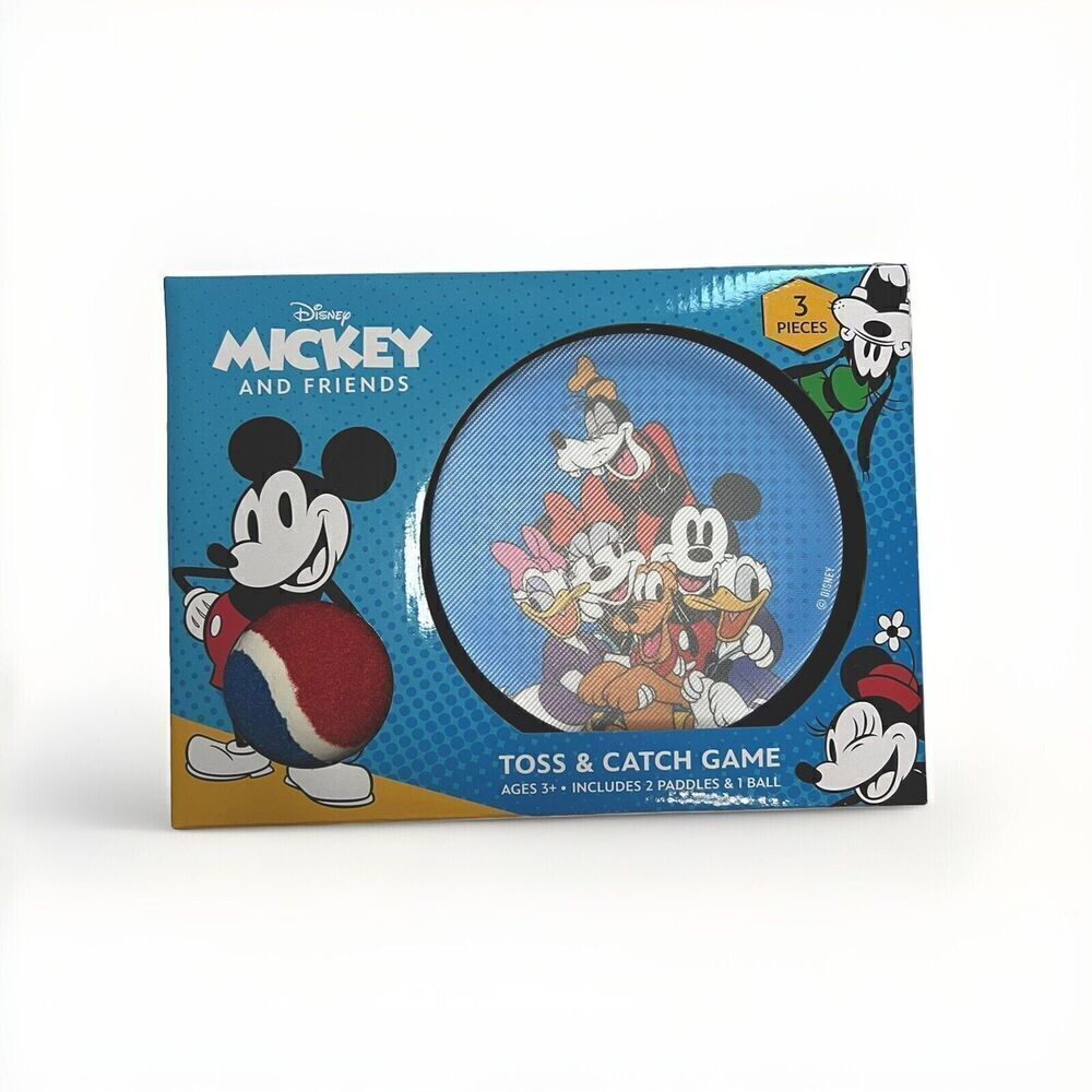 New Disney Mickey Toss and Catch Game, Grip Paddles, Kids Outdoor Sports